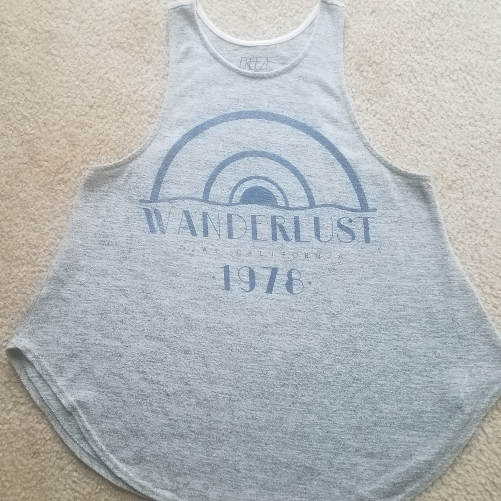 Freeze Wanderlust‎ 1978 Ojai Graphic Tank Top L Gray Racerback